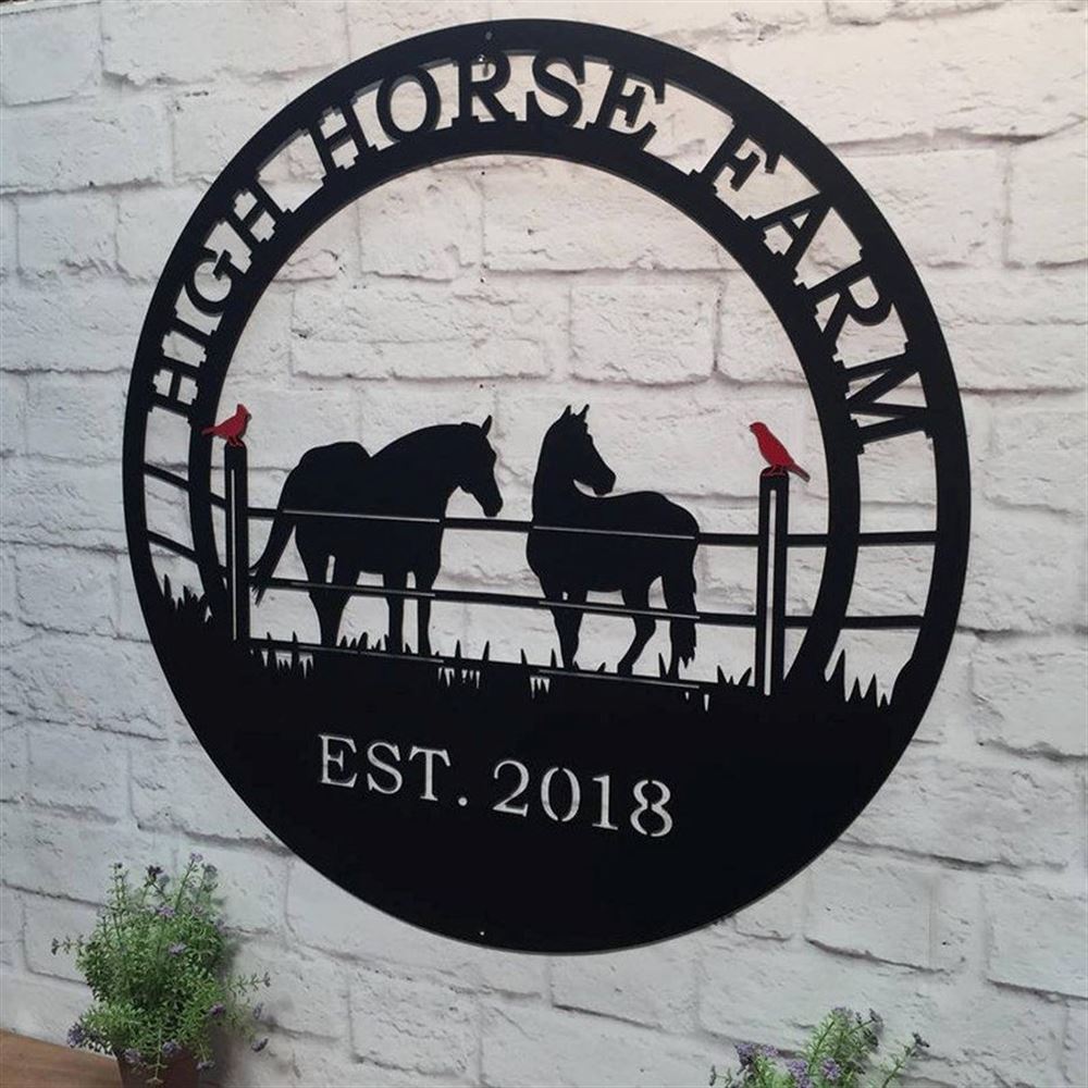Custom Metal Farm Sign, Red Bird Horse Ranch Metal Farm Sign, Gift Ideas For Farm Woman, Large Metal Outdoor Signs, Outdoor Metal Sign Frames