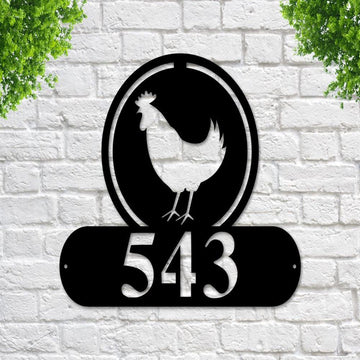 Custom Metal Farm Sign, Rooster Address Metal Sign, Gift Ideas For Farm Woman, Large Metal Outdoor Signs, Outdoor Metal Sign Frames