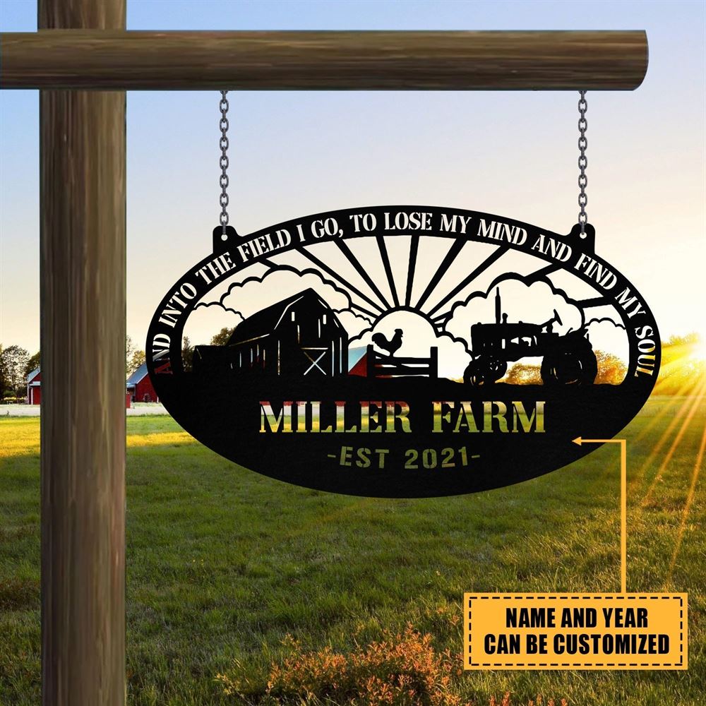 Custom Metal Farm Sign, Rooster Tractor Outdoor Farmhouse Entry Road Front Gate Wall Decor, Gift Ideas For Farm Woman, Outdoor Metal Sign Frames