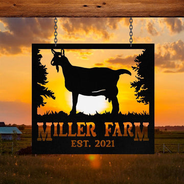 Custom Metal Farm Sign, Saanen Goat Outdoor Farmhouse Front Gate Ranch Stable Wall Decor Art, Gift Ideas For Farm Woman, Outdoor Metal Sign Frames