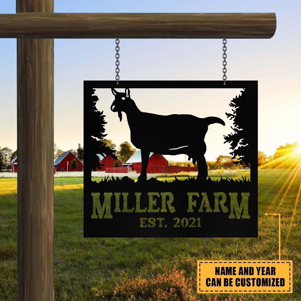 Custom Metal Farm Sign, Saanen Goat Outdoor Farmhouse Front Gate Ranch Stable Wall Decor Art, Gift Ideas For Farm Woman, Outdoor Metal Sign Frames
