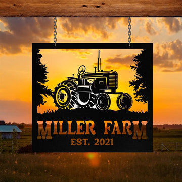 Custom Metal Farm Sign, Tractor Outdoor Farmhouse Front Gate Ranch Stable Wall Decor Art, Gift Ideas For Farm Woman, Outdoor Metal Sign Frames