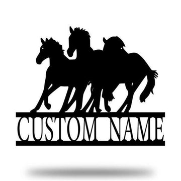 Custom Metal Farm Sign, Triple Horses Horse Sign Metal, Gift Ideas For Farm Woman, Large Metal Outdoor Signs, Outdoor Metal Sign Frames