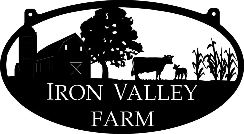 Custom Metal Farm Sign, With Barn And Cow And Corn Stalks Sign With Your Name Metal Wall Art, Gift Ideas For Farm Woman, Outdoor Metal Sign Frames