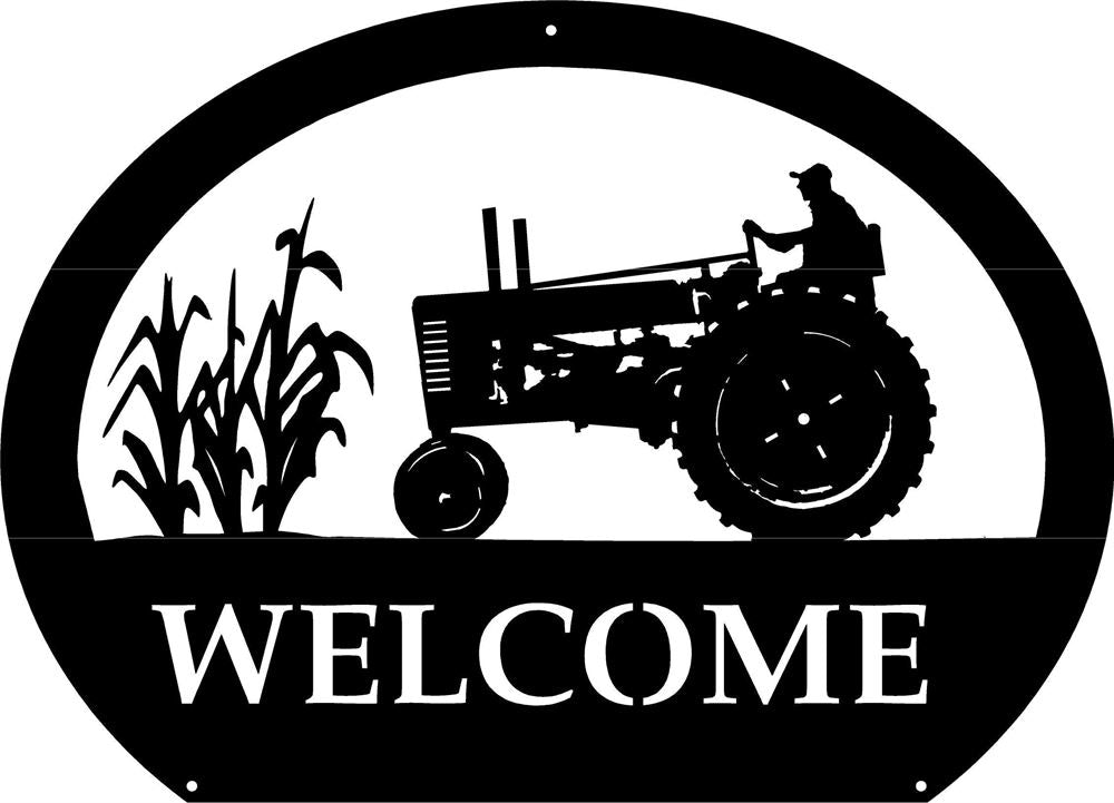 Custom Metal Farm Sign, With Corn Stalks And Old John Deere Tractor Metal Wall Art, Gift Ideas For Farm Woman, Outdoor Metal Sign Frames