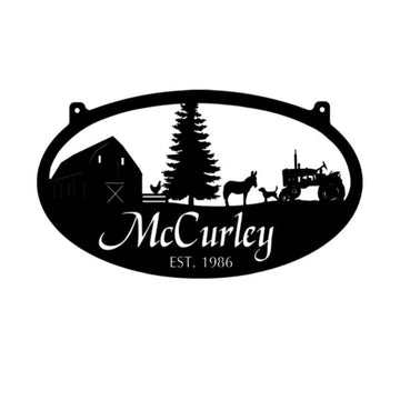 Custom Metal Farm Sign, With Fence And Chicken Donkey And Tractor Metal Wall Art, Gift Ideas For Farm Woman, Outdoor Metal Sign Frames