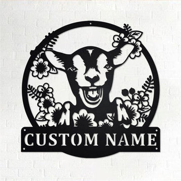 Custom Metal Farm Sign, Wreath Farm Goat Metal Wall Art, Gift Ideas For Farm Woman, Large Metal Outdoor Signs, Outdoor Metal Sign Frames