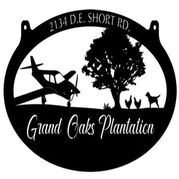 Custom Metal Sign, Airplane And Oak Tree And Dog Scene Metal Sign, Anniversary Gift, Dog House Sign, Outdoor Sign, Home Decor Sign