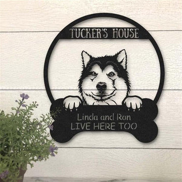 Custom Metal Sign, Alaskan Malamute Dog Lovers Funny Metal Sign, Anniversary Gift, Dog House Sign, Outdoor Sign, Home Decor Sign