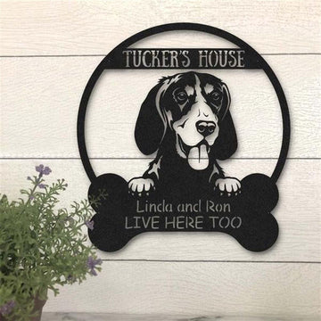 Custom Metal Sign, Bluetik Coonhound Dog Lovers Funny Metal Sign, Anniversary Gift, Dog House Sign, Outdoor Sign, Home Decor Sign
