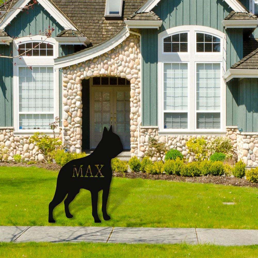 Custom Metal Sign, Boston Terrier Dog Metal Sign, Anniversary Gift, Dog House Sign, Dog Wall Art, Outdoor Sign, Home Decor Sign