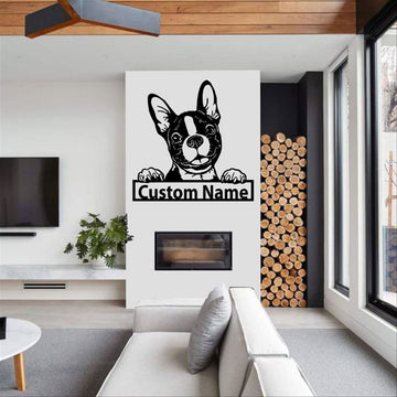 Custom Metal Sign, Boston Terrier Dog Metal Signs, Anniversary Gift, Dog House Sign, Dog Wall Art, Outdoor Sign, Home Decor Sign
