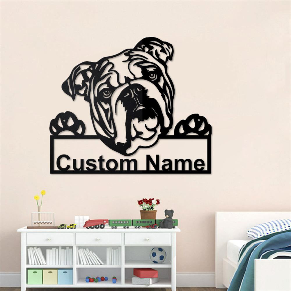 Custom Metal Sign, British Bulldog Metal Sign, Anniversary Gift, Dog House Sign, Dog Wall Art, Outdoor Sign, Home Decor Sign