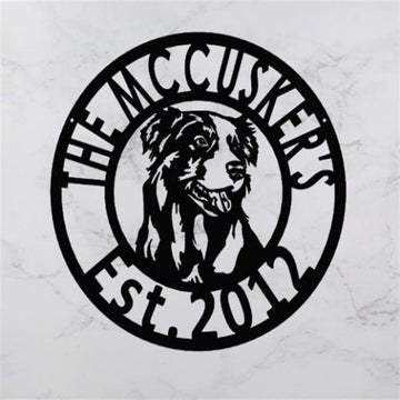 Custom Metal Sign, Collie Dog Metal Name Sign, Anniversary Gift, Dog House Sign, Dog Wall Art, Outdoor Sign, Home Decor Sign