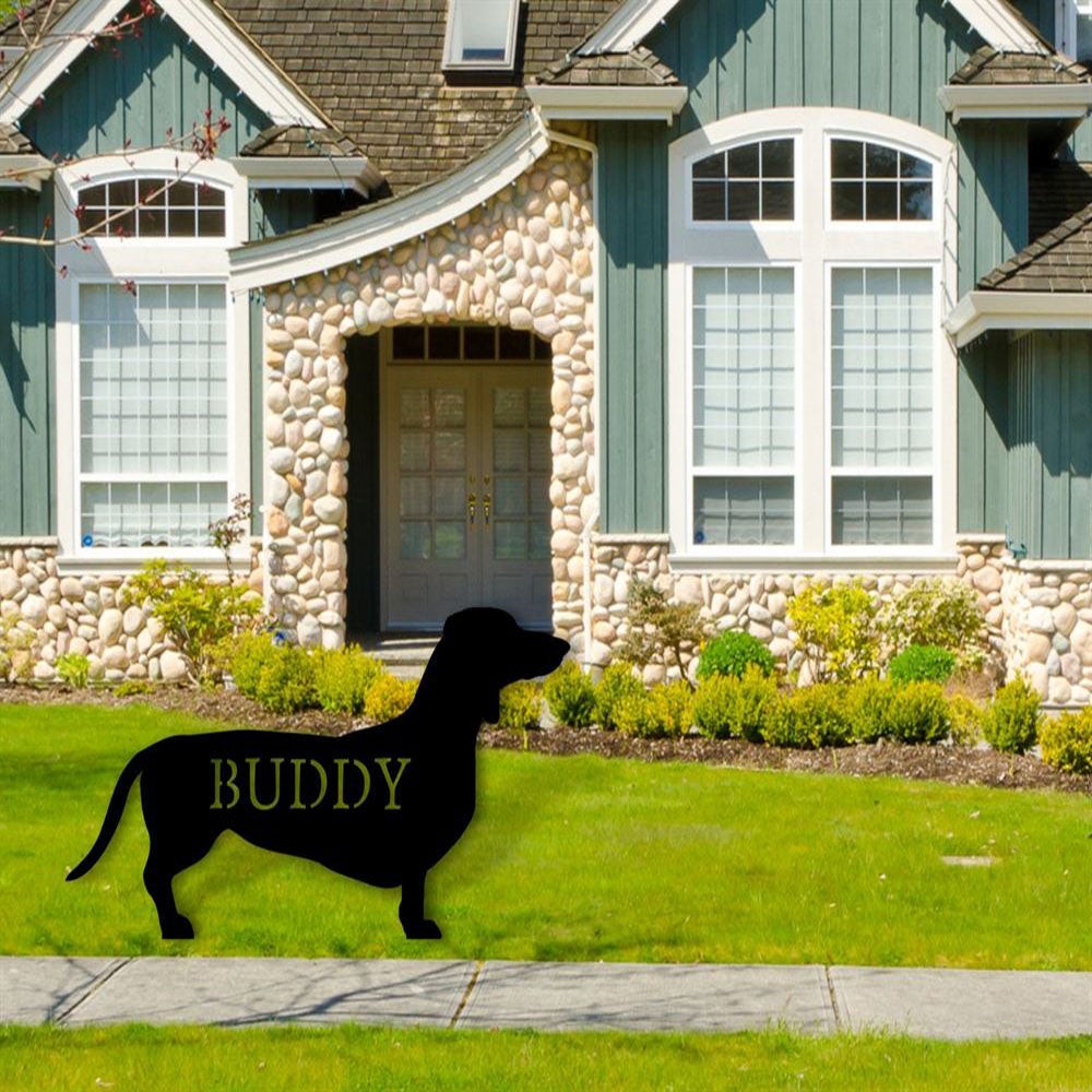 Custom Metal Sign, Dachshund Name Metal Sign, Anniversary Gift, Dog House Sign, Dog Wall Art, Outdoor Sign, Home Decor Sign