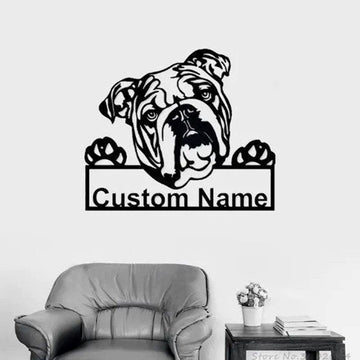 Custom Metal Sign, English Bulldog Metal Sign, Anniversary Gift, Dog House Sign, Dog Wall Art, Outdoor Sign, Home Decor Sign