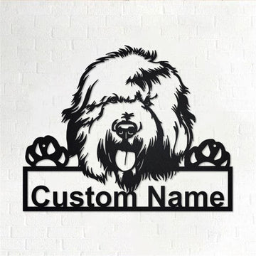 Custom Metal Sign, English Sheepdog Dog Dog Metal Sign, Anniversary Gift, Dog House Sign, Dog Wall Art, Outdoor Sign, Home Decor Sign