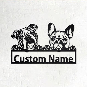 Custom Metal Sign, French Bulldog And English Bulldog Metal Sign, Anniversary Gift, Dog House Sign, Outdoor Sign, Home Decor Sign