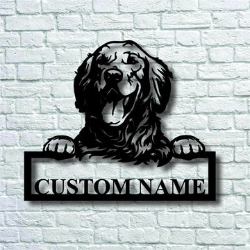 Custom Metal Sign, Golden Retriever Dog Metal Sign, Anniversary Gift, Dog House Sign, Dog Wall Art, Outdoor Sign, Home Decor Sign