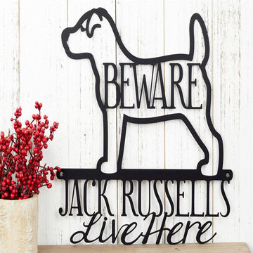 Custom Metal Sign, Jack Russells Live Here Metal Sign, Anniversary Gift, Dog House Sign, Dog Wall Art, Outdoor Sign, Home Decor Sign