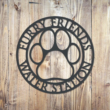 Custom Metal Sign, Laser Cut Metal Dog Paw Sign, Anniversary Gift, Dog House Sign, Dog Wall Art, Outdoor Sign, Home Decor Sign