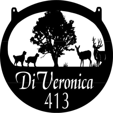 Custom Metal Sign, Metal Dog Deer Sign, Golden Retriever Deer Tree Sign, Anniversary Gift, Dog House Sign, Outdoor Sign, Home Decor Sign