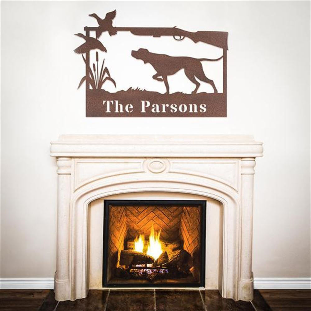 Custom Metal Sign, Name Hunting Dog Cut Metal Sign, Anniversary Gift, Dog House Sign, Dog Wall Art, Outdoor Sign, Home Decor Sign