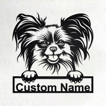 Custom Metal Sign, Papillon Dog Metal Signs, Anniversary Gift, Dog House Sign, Dog Wall Art, Outdoor Sign, Home Decor Sign