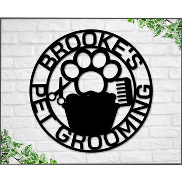 Custom Metal Sign, Pet Grooming Metal Sign, Anniversary Gift, Dog House Sign, Dog Wall Art, Outdoor Sign, Home Decor Sign