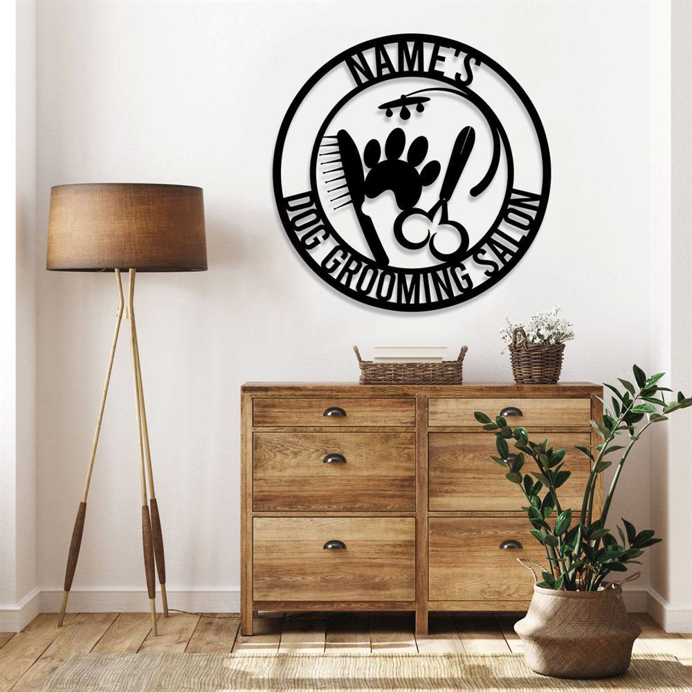 Custom Metal Sign, Pet Grooming Salon Metal Sign, Anniversary Gift, Dog House Sign, Dog Wall Art, Outdoor Sign, Home Decor Sign