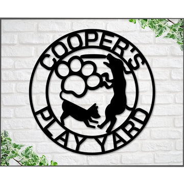 Custom Metal Sign, Play Yard Metal Sign, Anniversary Gift, Dog House Sign, Dog Wall Art, Outdoor Sign, Home Decor Sign