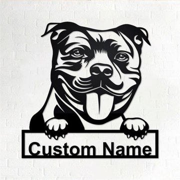 Custom Metal Sign, Staffordshire Bull Dog Metal Sign, Anniversary Gift, Dog House Sign, Dog Wall Art, Outdoor Sign, Home Decor Sign