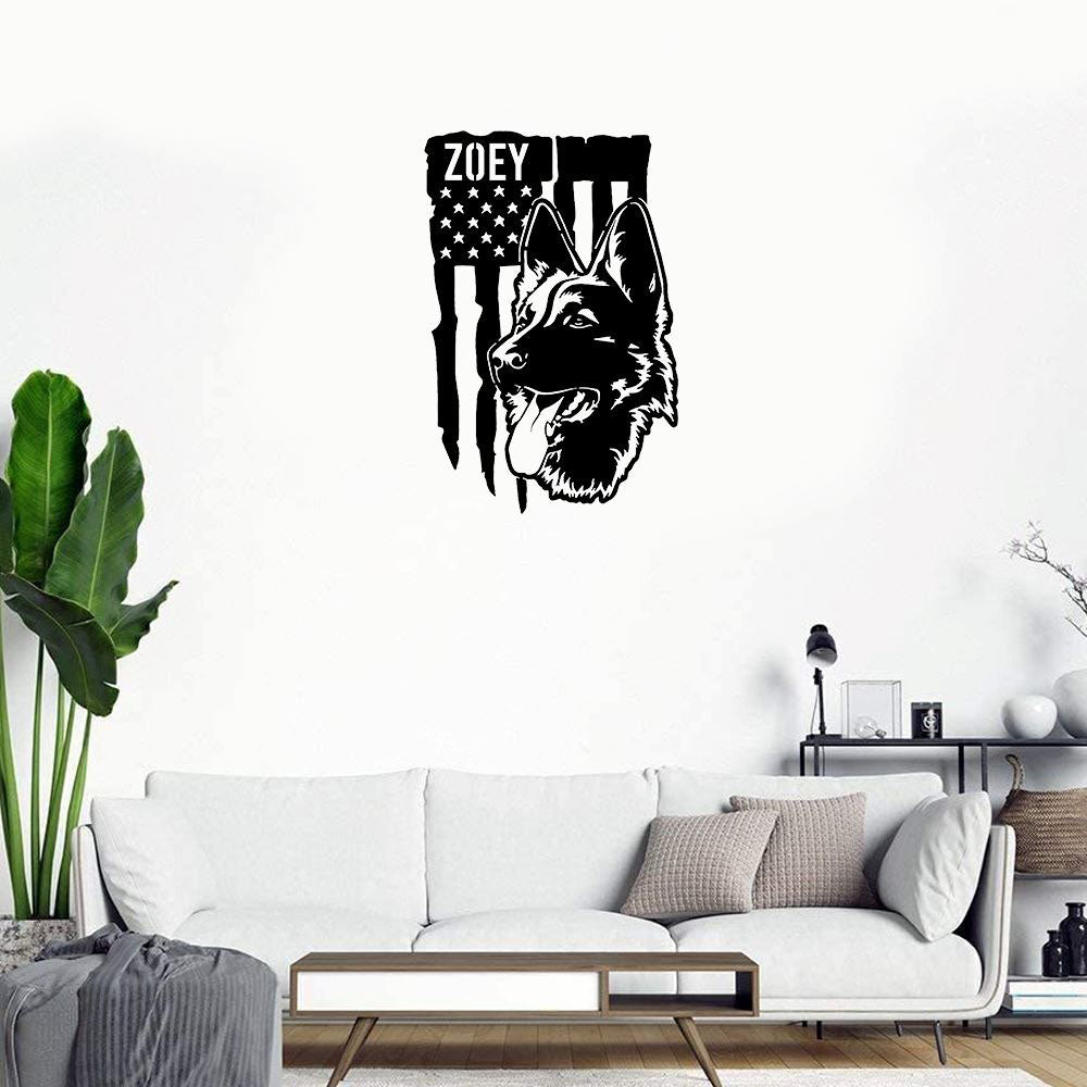 Custom Metal Sign, Us Flag German Shepherd Metal Sign, Anniversary Gift, Dog House Sign, Outdoor Sign, Home Decor Sign