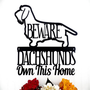 Custom Metal Sign, Wire Haired Dachshunds Own This Home Metal Sign, Anniversary Gift, Dog House Sign, Outdoor Sign, Home Decor Sign