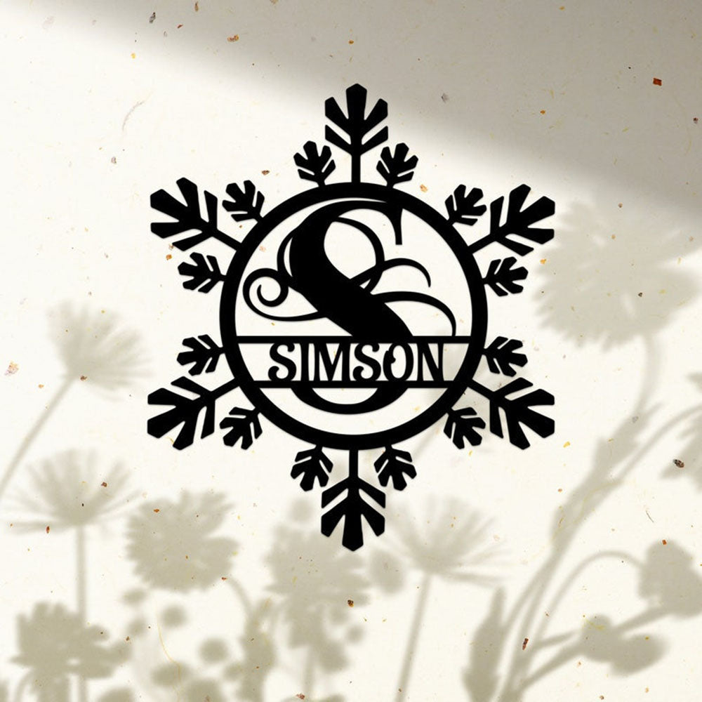 Custom Monogram Metal Wall Decor, Snowflower Door Hanger Metal Sign, Led Christmas Decoration, Christmas Gift, Christmas Outdoor Metal Sign