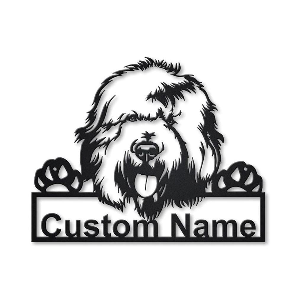 Custom Old English Sheepdog Dog Metal Sign, Led Lights Old English Sheepdog Metal Sign, Dog Lover Gift, Dog Wall Sign, Home Decor Sign