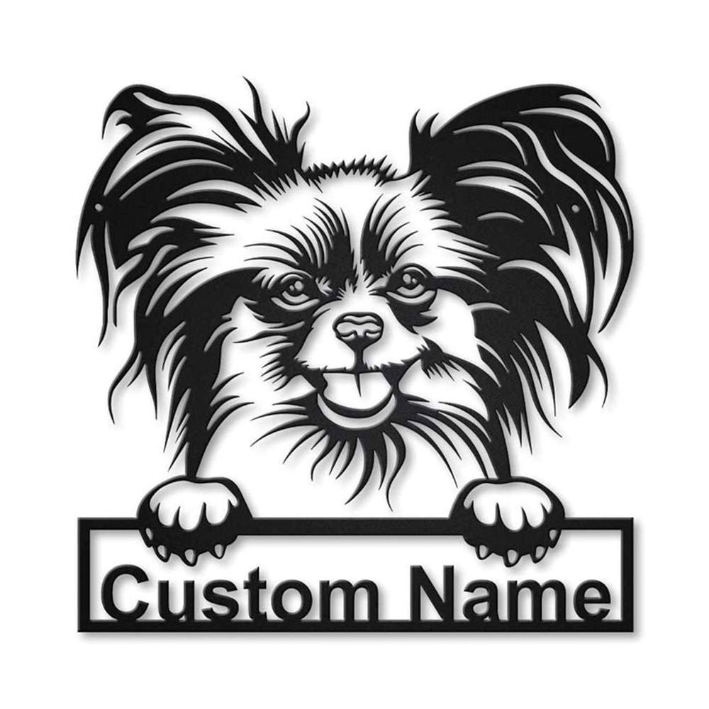 Custom Papillon Dog Metal Sign, Led Lights Papillon Dog Sign, Dog Lover Gift, Dog Wall Sign, Home Decor Sign