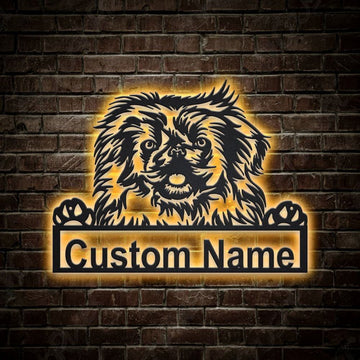Custom Pekingese Dog Metal Sign, Led Lights Pekingese Sign, Dog Lover Gift, Dog Wall Sign, Home Decor Sign