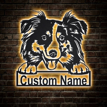 Custom Shepherd Dog Metal Sign, Led Lights Australian Shepherd Metal Sign, Dog Lover Gift, Dog Wall Sign, Home Decor Sign
