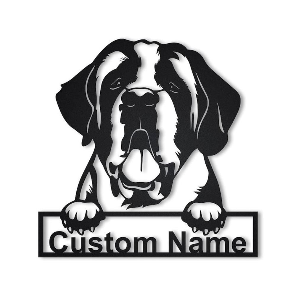 Custom St Bernard Metal Sign, Led Lights , St Bernard Dog Home Decor, Dog Lover Gift, Dog Wall Sign, Home Decor Sign