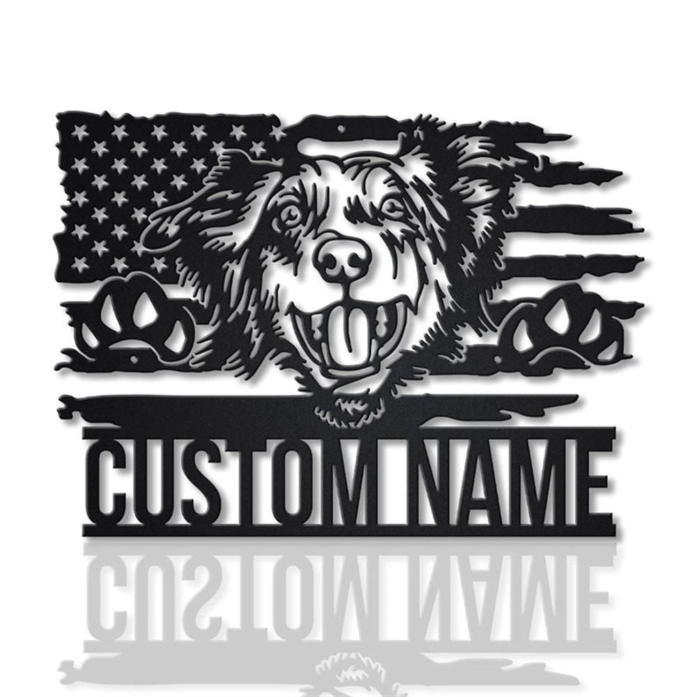 Custom US Australian Shepherd Dog Metal Sign, Led Lights Australian Shepherd Metal Sign, Dog Lover Gift, Dog Wall Sign, Home Decor Sign