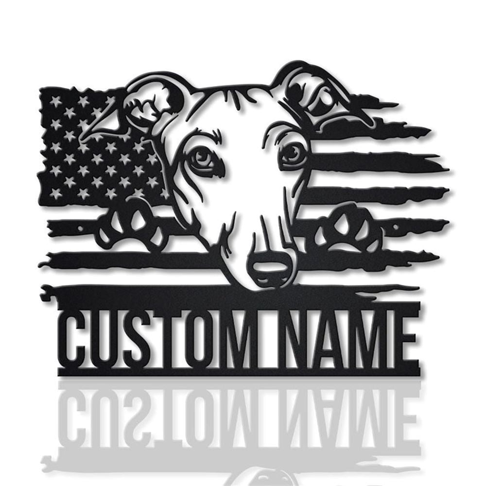 Custom US Greyhound Dog Metal Sign, Led Lights Greyhound Metal Sign, Dog Lover Gift, Dog Wall Sign, Home Decor Sign