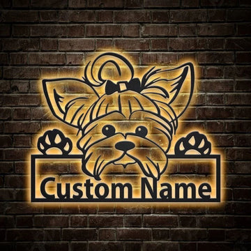Custom Yorkie Dog Metal Sign, Led Lights Yorkie Dog Sign, Dog Lover Gift, Dog Wall Sign, Home Decor Sign
