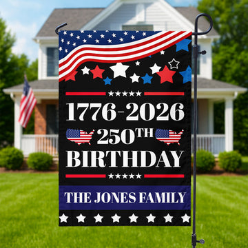 Custom Family Name 250th Anniversary 1776 - 2026 Garden Flag