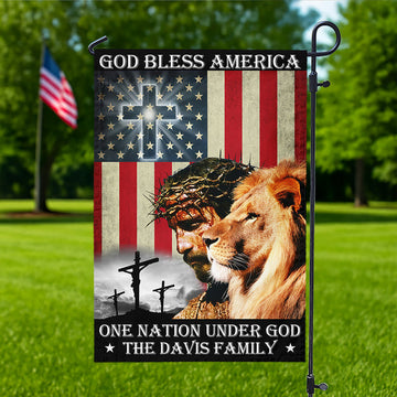 Custom Name God Bless American - One Nation Under God Garden Flag