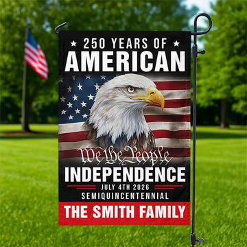 Custom Family Name America 250th Anniversary We The People Eagle Garden Flag