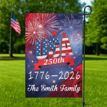 USA 250th Years Anniversary 1776 America 2026 USA July 4th Personalized Garden Flag