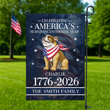 Custom Dog Celebrating America's Semiquincentennial Year Garden Flag