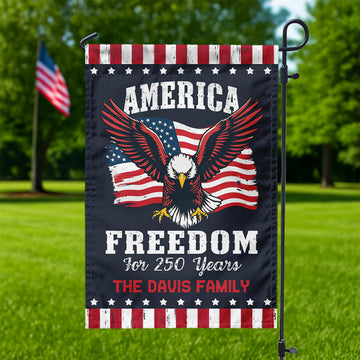 America 250 Years of Freedom Patriotic Eagle Flag Personalized Garden Flag