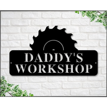 Daddys Workshop Dads Garage Metal Sign, Fathers Day Gift, Gift For Husband, Sign For Dad, Metal Sign Daddy Daughter Gift